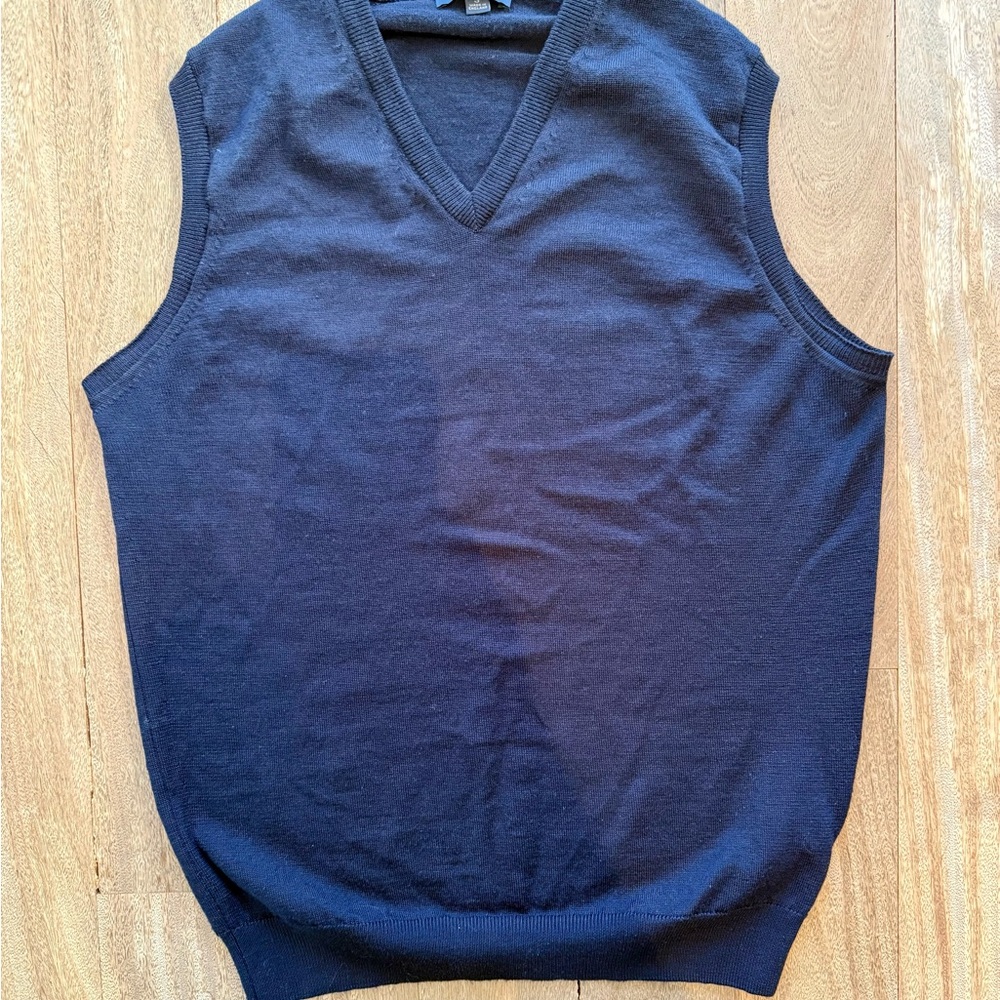 John Smedley Dark Blue V-Neck Sweater Vest